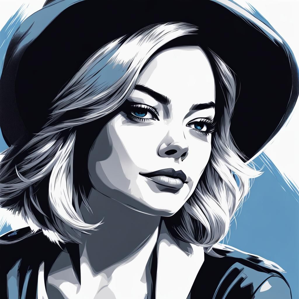 Emma Stone Black and White Manga Sketch