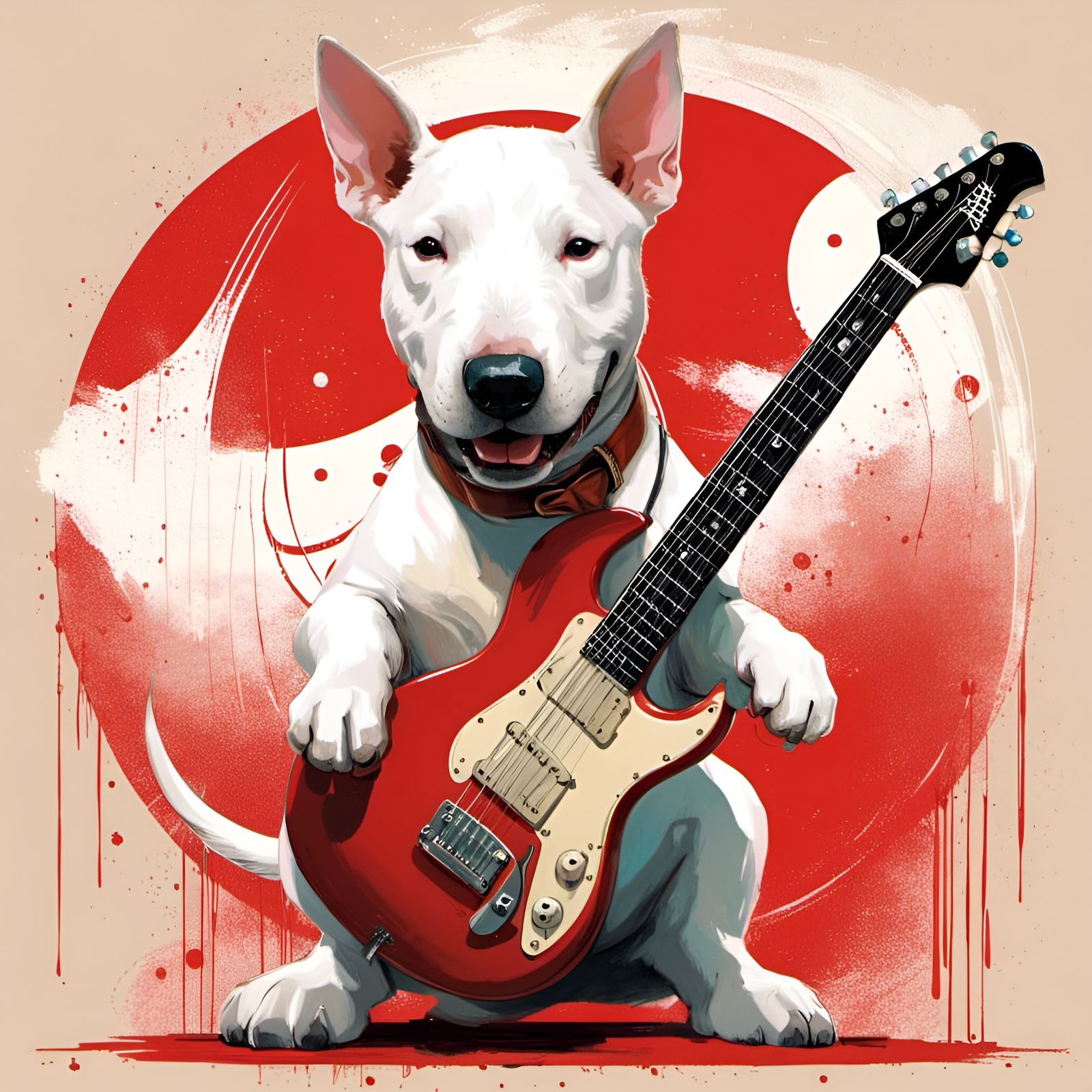 Bull Terrier Guitarist in Pixar Style