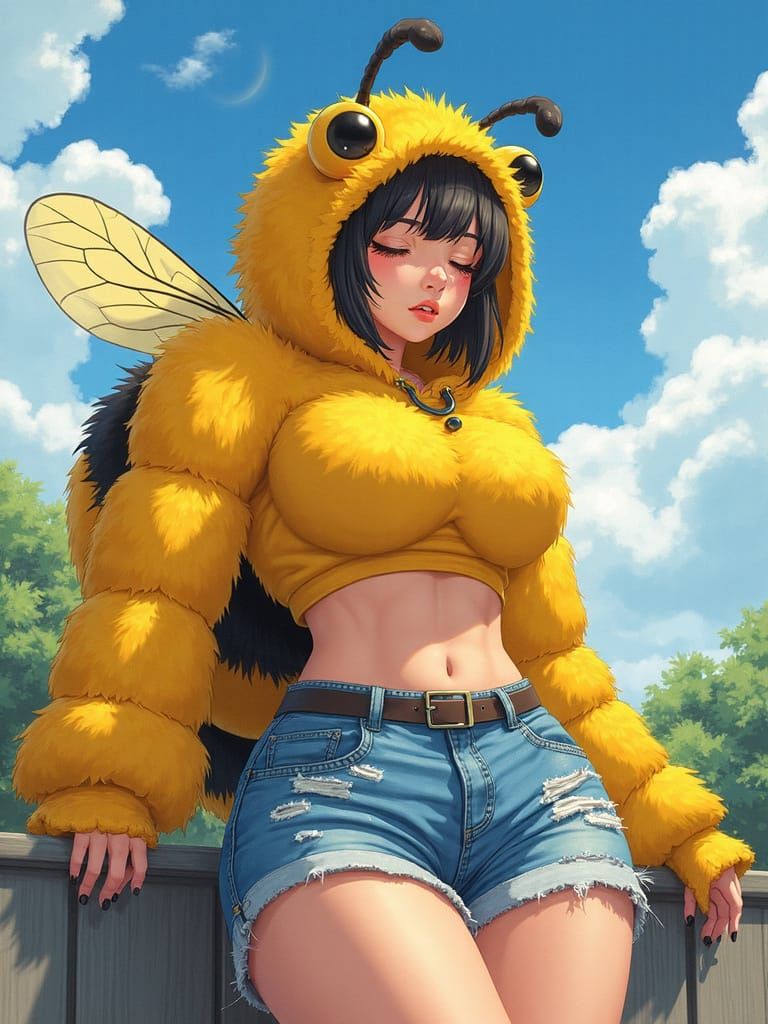 Anime Bumblebee Girl in Jean Shorts