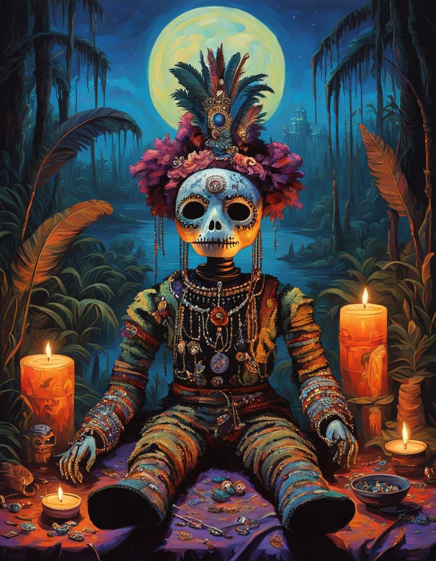 Voodoo Doll in Candlelight, New Orleans Bayou