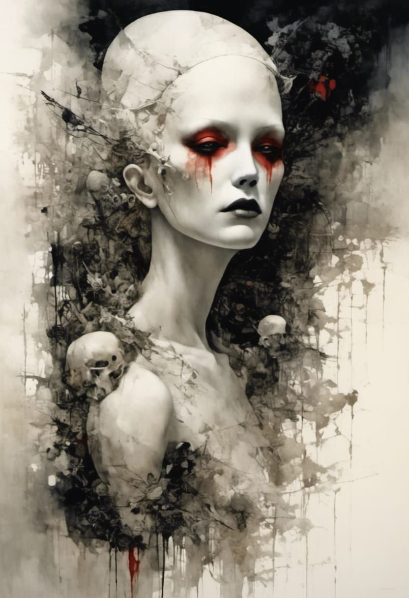 Sad Interdimensional Being in Psychedelic Horror Style