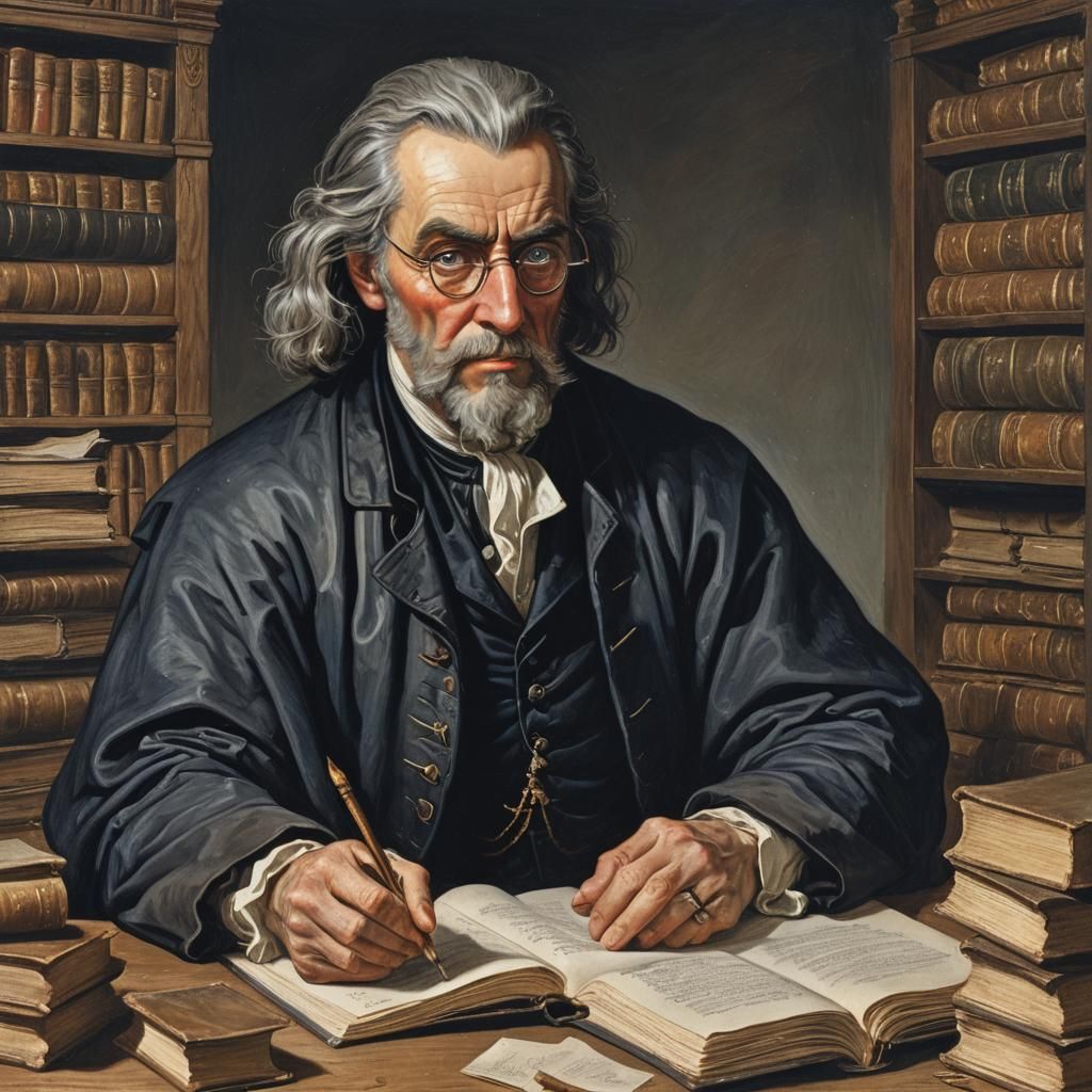 Melancholic Scholar at Work: Old Master Style Portrait