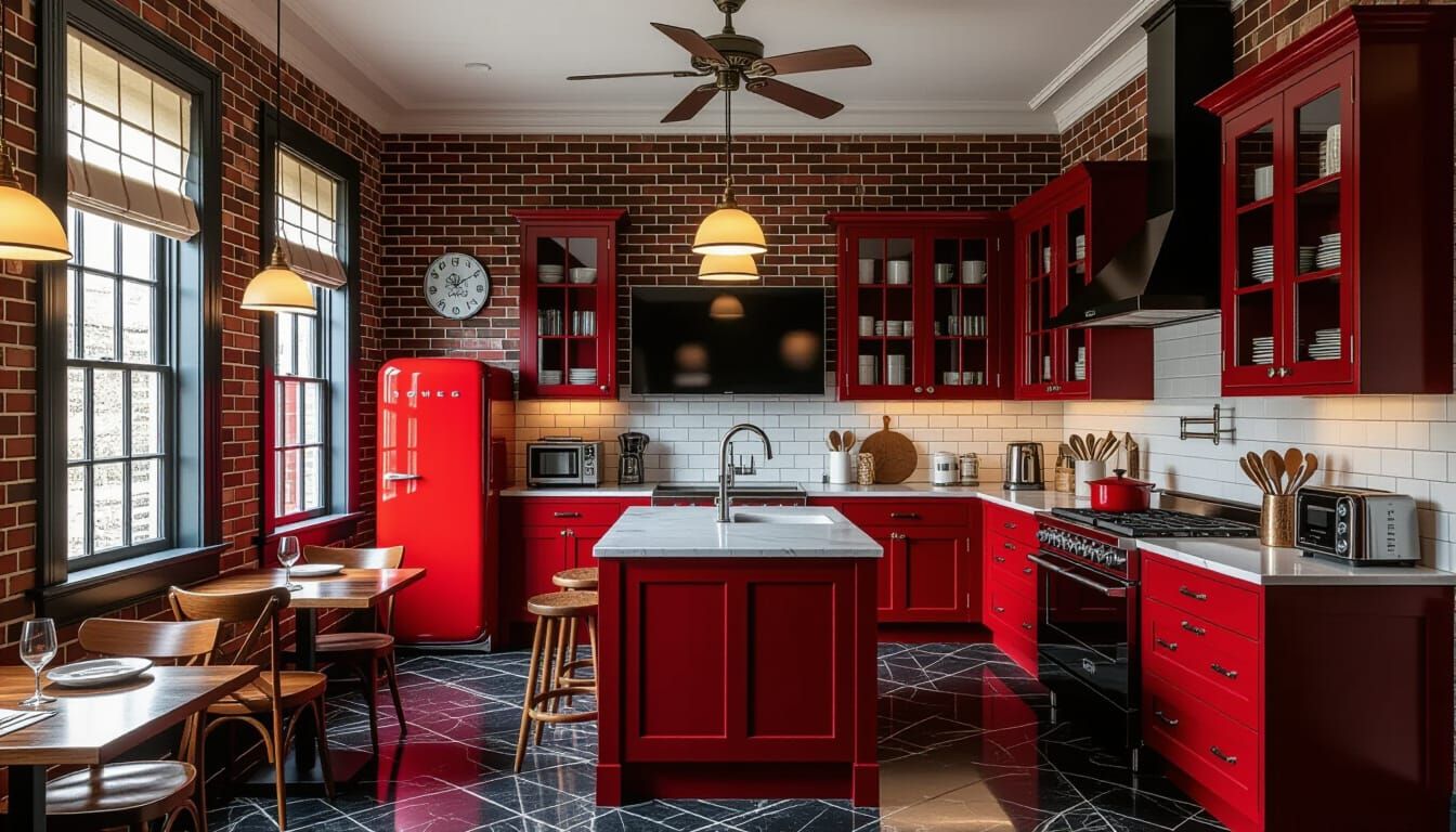 Victorian Kitchen Interior with Modern Appliances