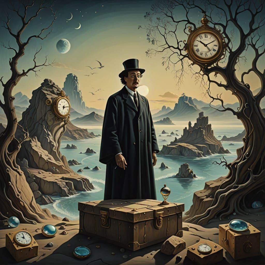 Surreal Dreamscape: Fractured Time and Melting Clocks