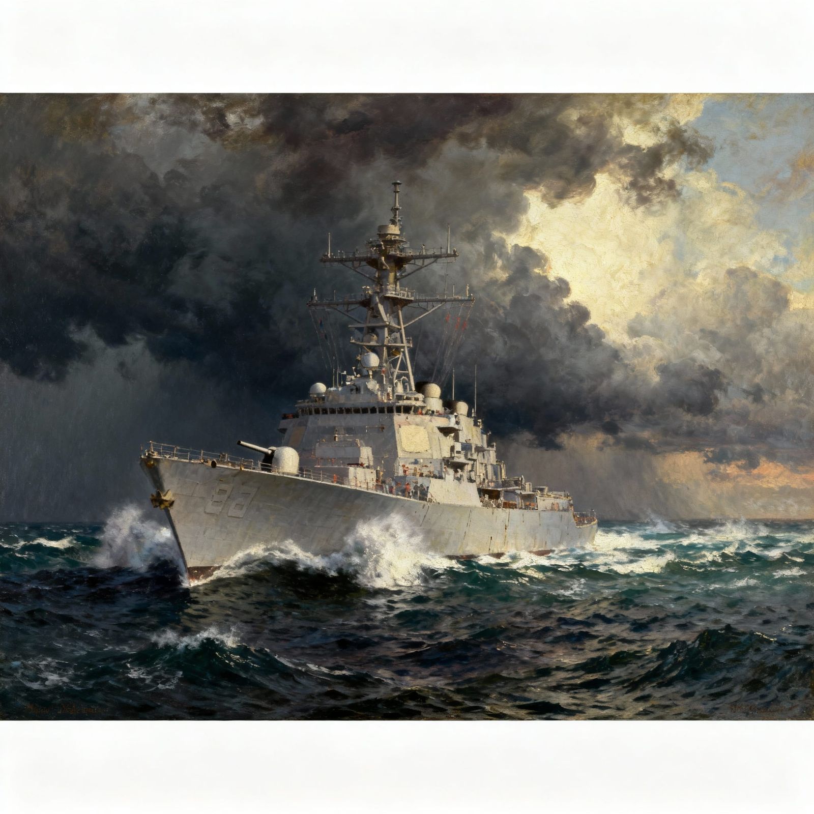 US Navy Destroyer Battles Stormy Seas