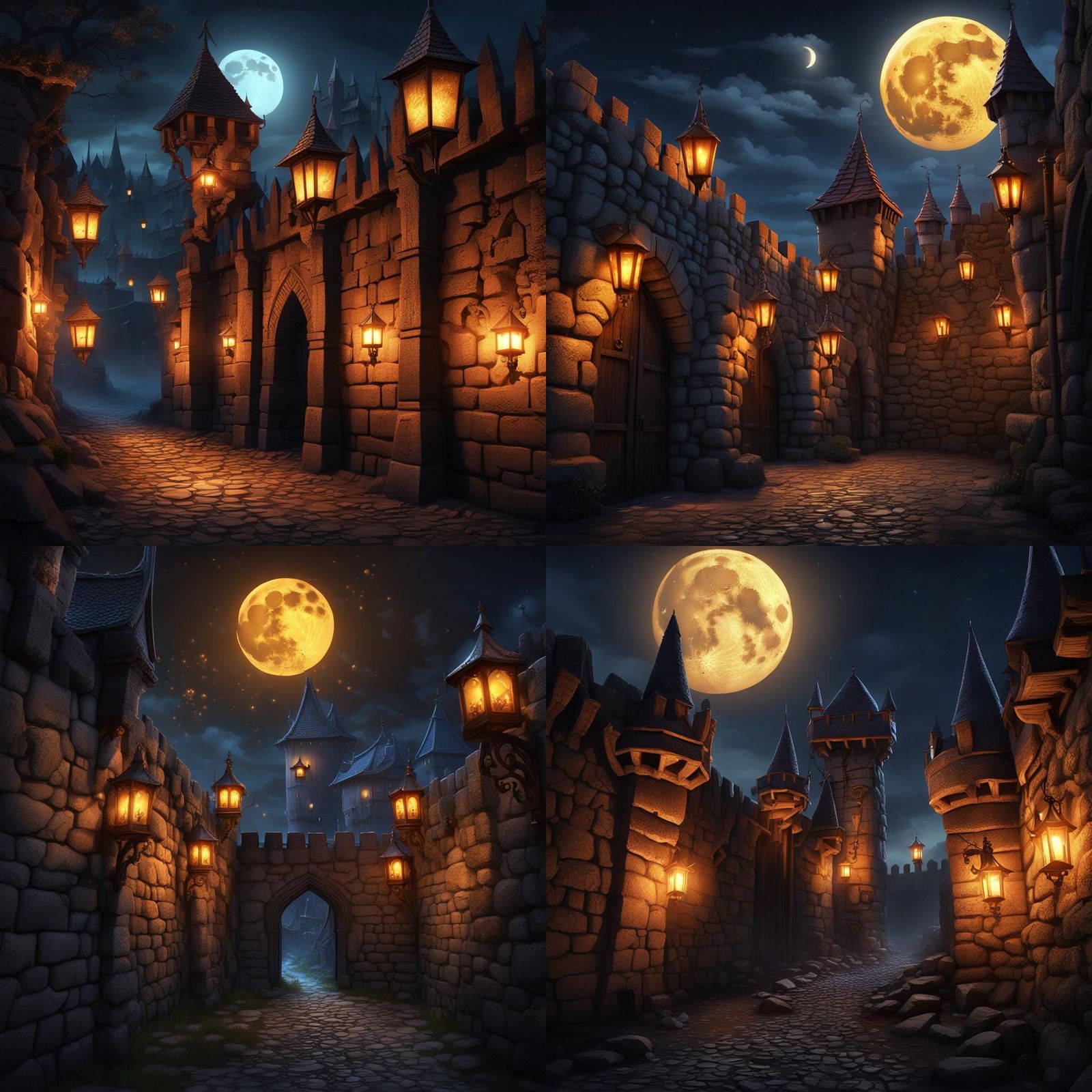 Fantasy Medieval City at Night in Unreal Engine