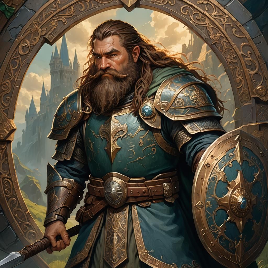 Dwarf Cleric Concept Art in Pre-Raphaelite Style