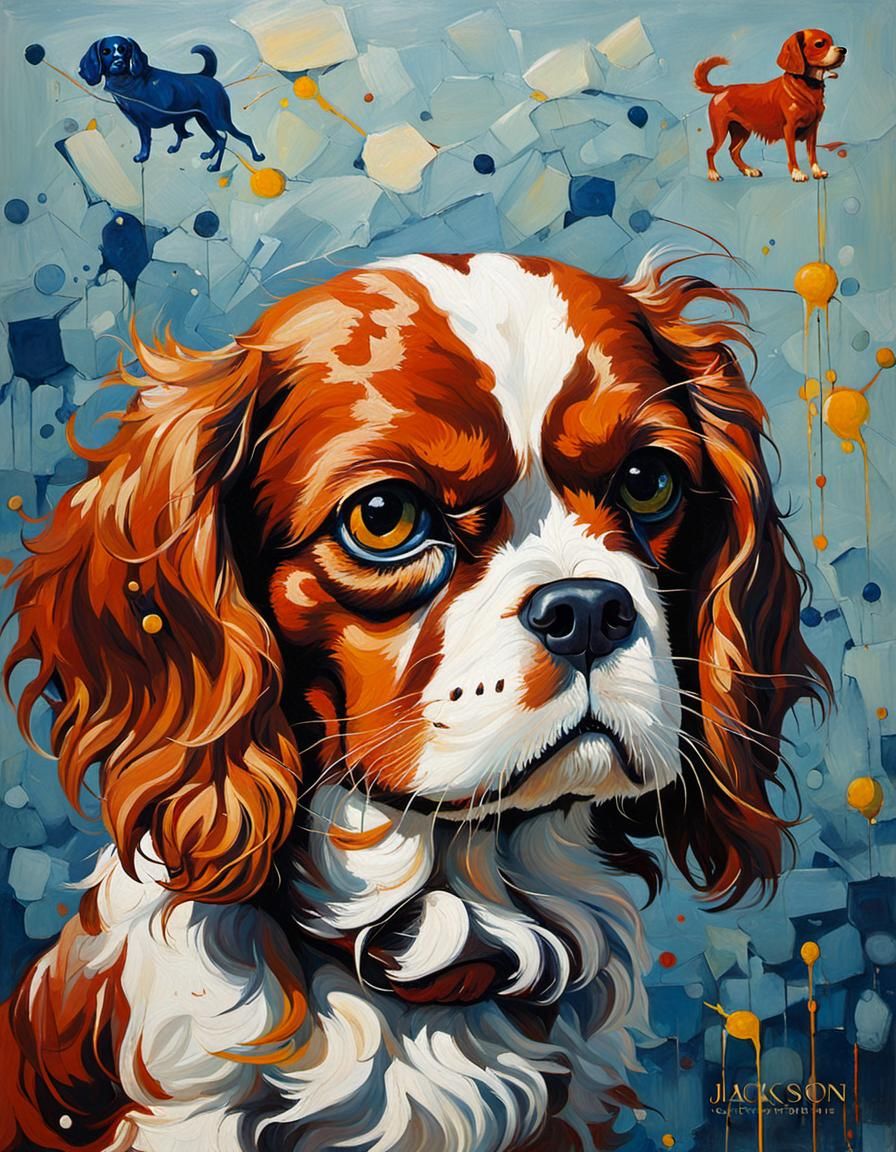 Cavalier King Charles Spaniel in Abstract Style
