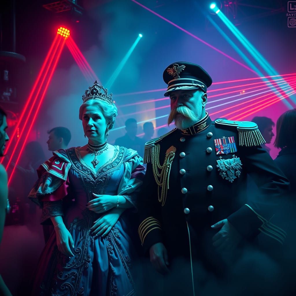 Futuristic Monarchs Unite in a Neon Rave