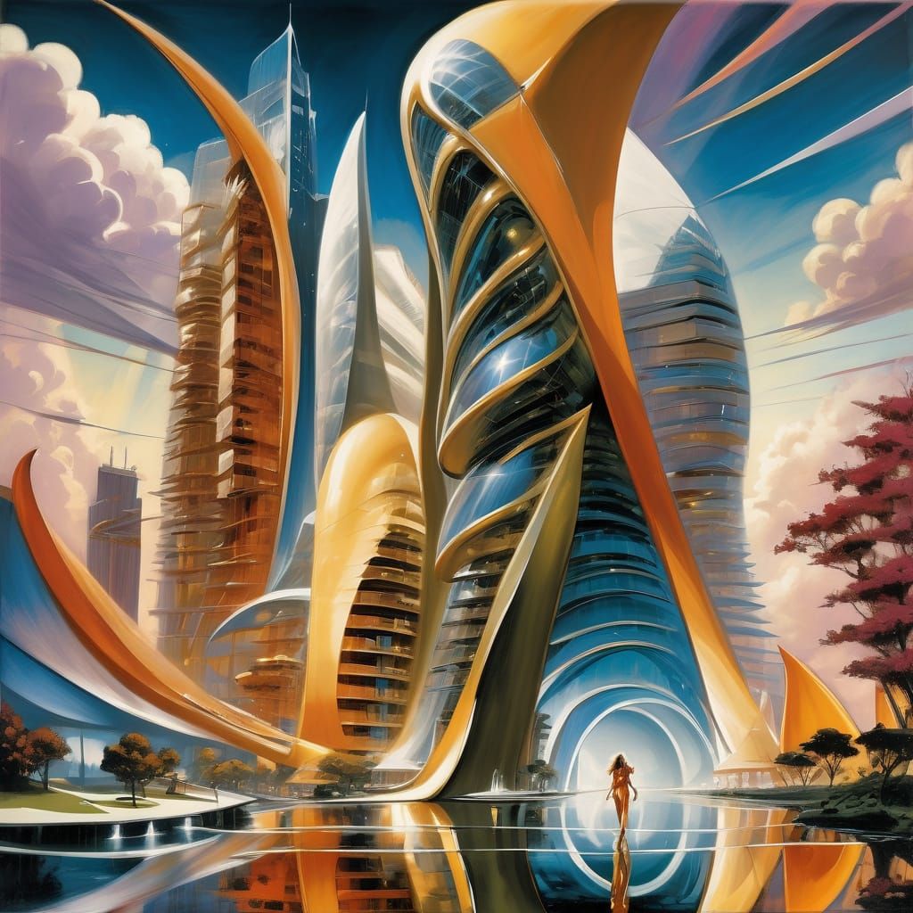 Surreal Buildings in Dreamscape with Bold Colors