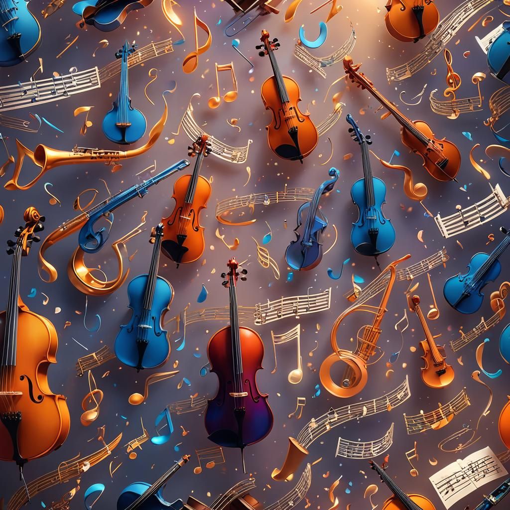 Ethereal Music Instruments in a Dreamy Digital Painting