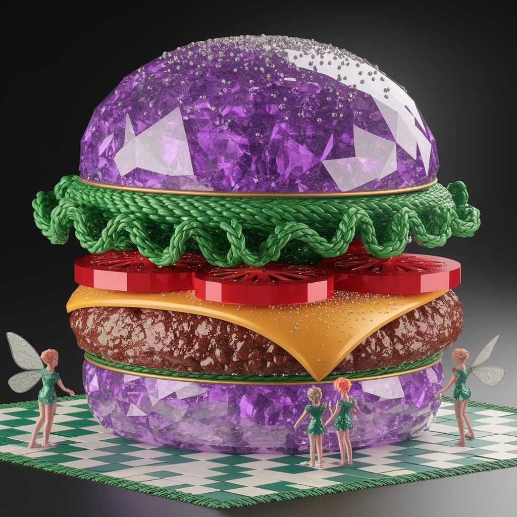 Gemstone Hamburger in Surreal Style