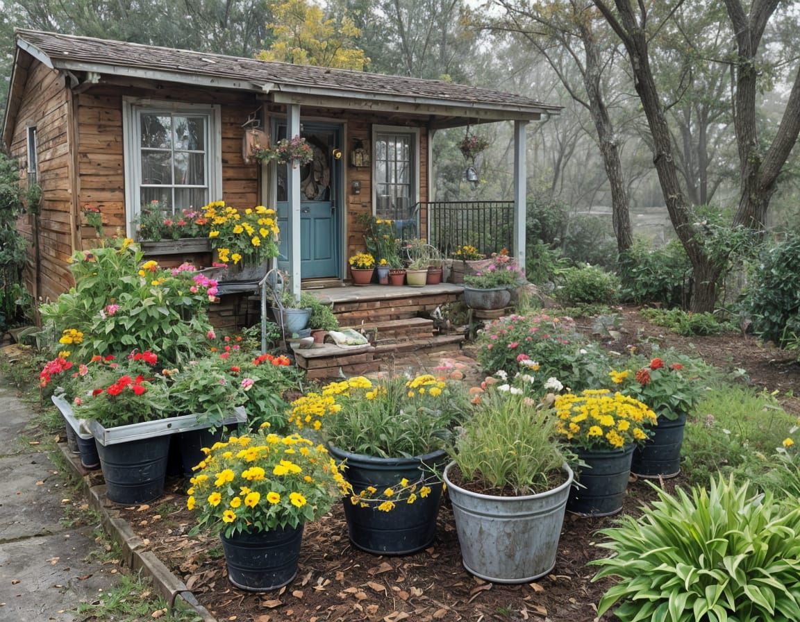 North Carolina Suburbs in Cold November Rain