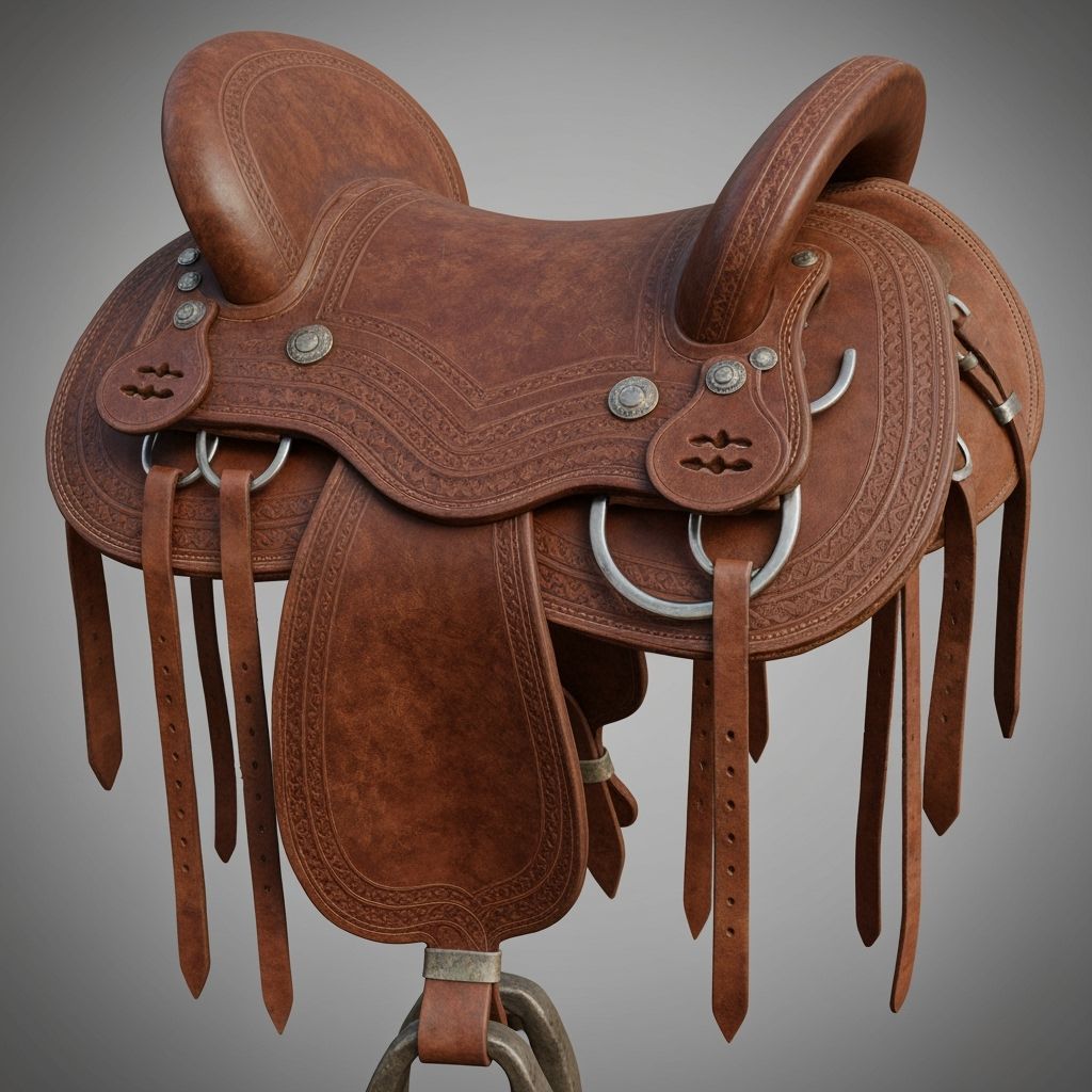 Intricate Leather Saddle with Warm Patina
