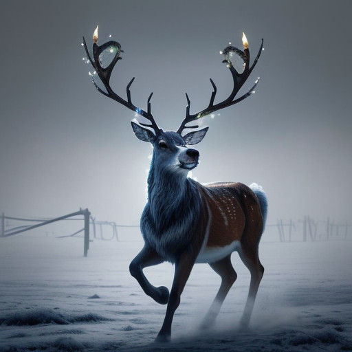 Ethereal Reindeer in Vibrant Blizzard