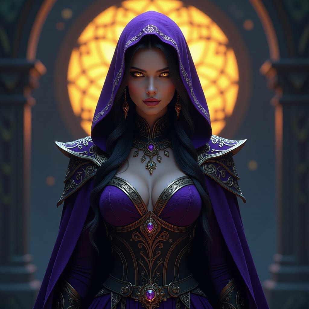 Dark Fantasy Sorceress with Mystical Attire
