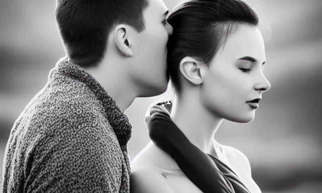 Beautiful Woman and Man Embracing