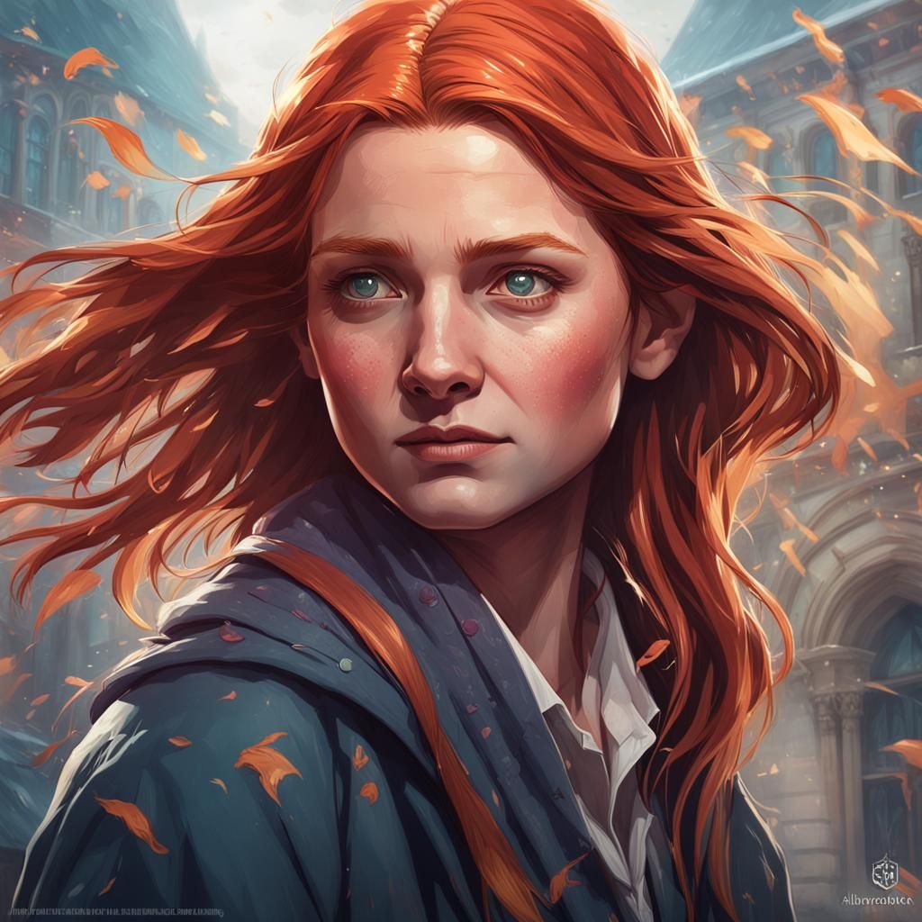 Ginny Weasley Portrait in Art Nouveau Style