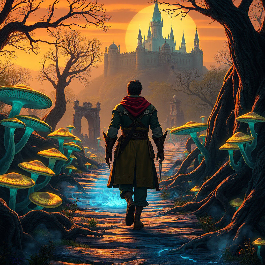 Mystical Trader Embarks on Whimsical Journey Through Glowing...