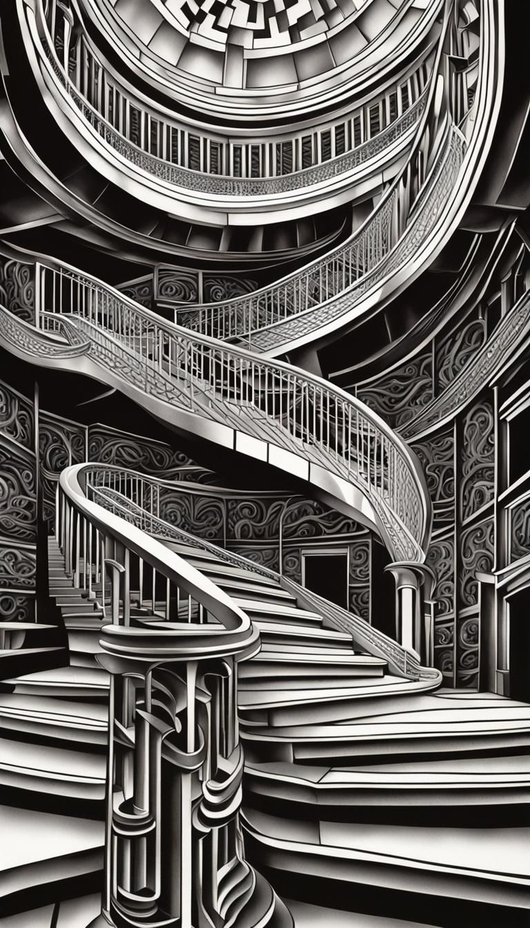 Infinite Staircase: An Escher-Inspired Paradoxical Illustrat...
