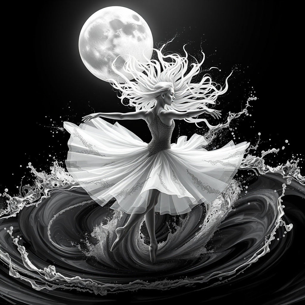 Ballerina Dances in Vortex: Abstract Vector Art