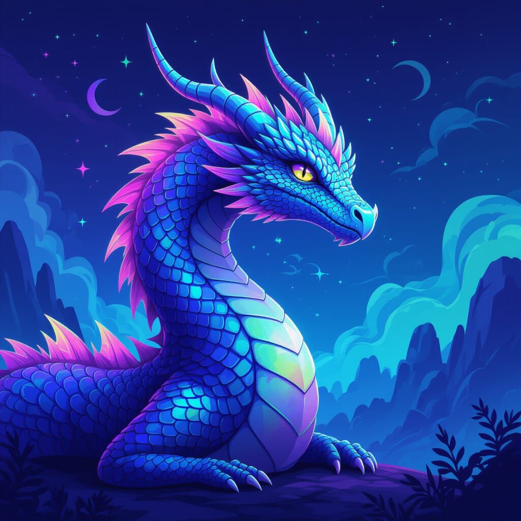 Iridescent Dragon Scales in Dreamlike Illustration