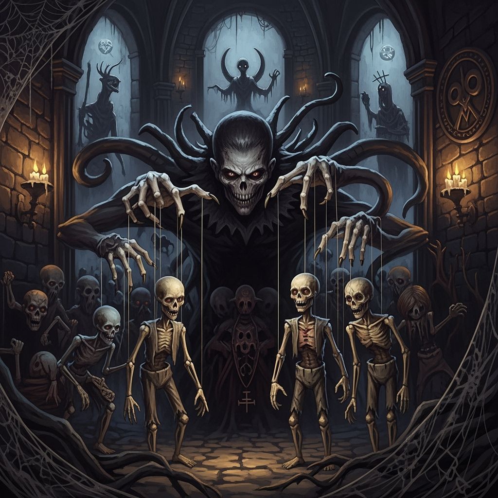 Monstrous Puppet Master in Gothic Horror Style