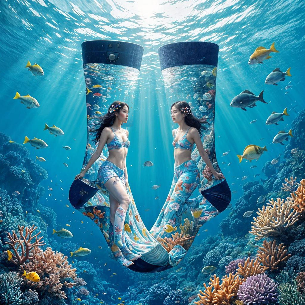 Freediver Socks in Digital Matte Painting Style