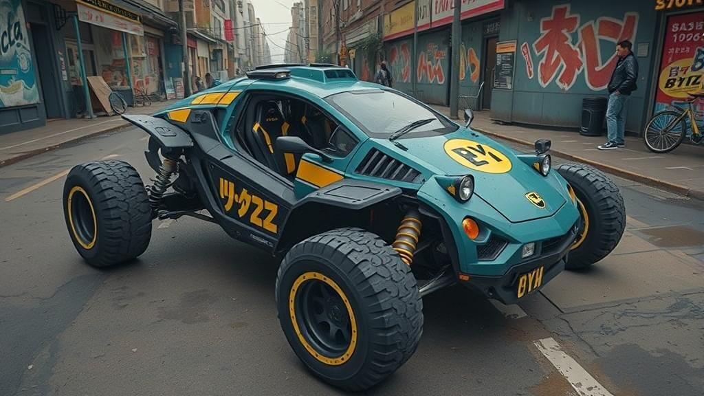Cyberpunk Bubble Buggy: Retro-Futuristic Vehicle