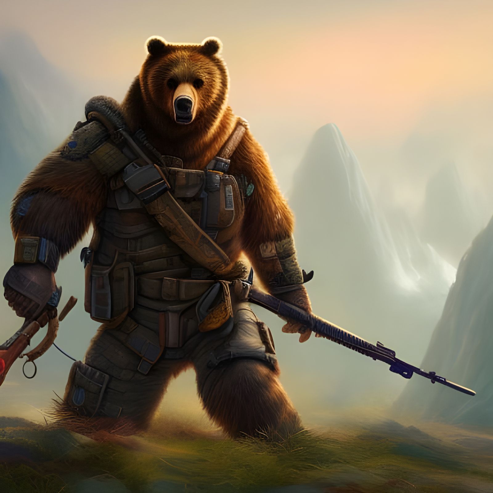 Soldier Bear Fantasy Concept Art