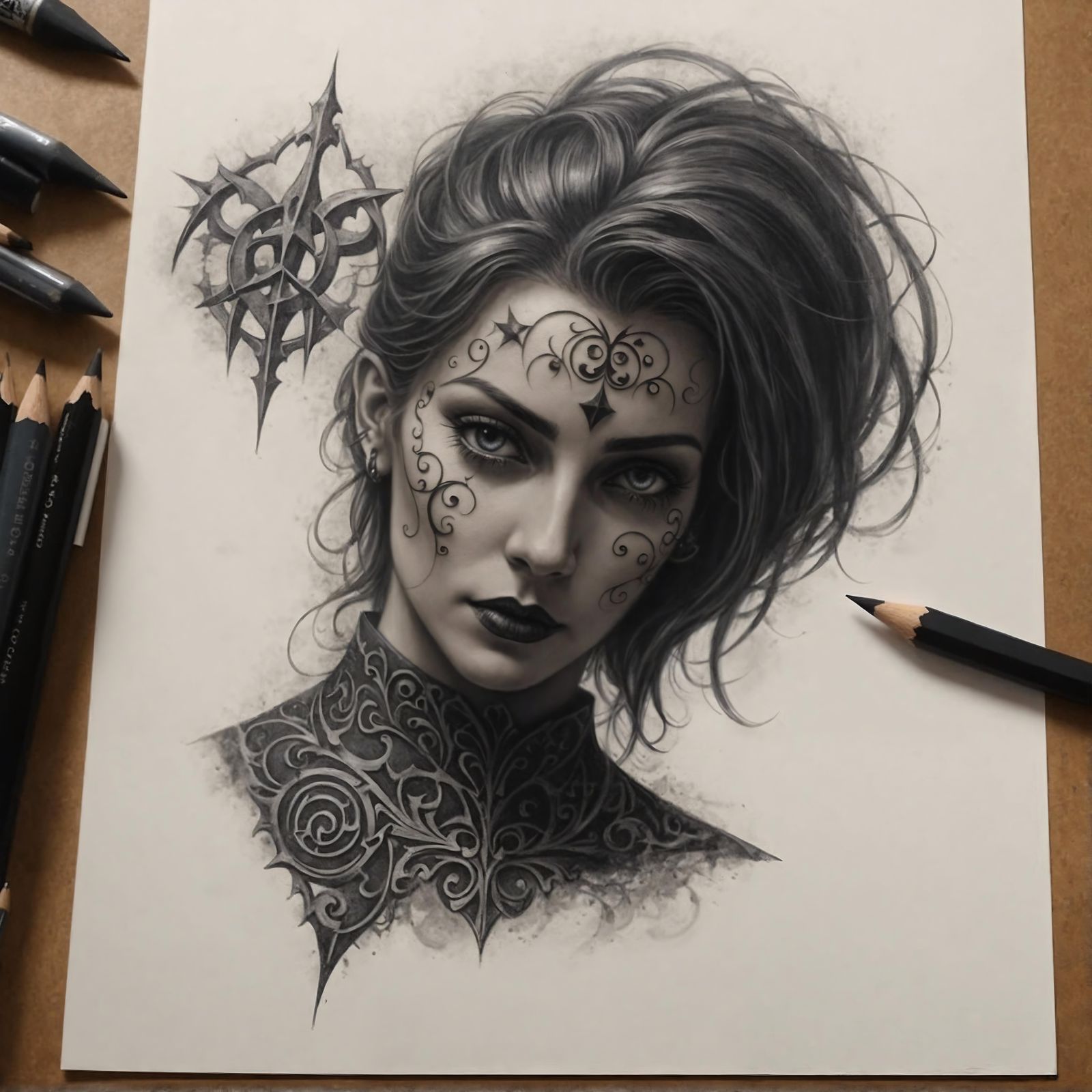 gothic princess pencil drawing