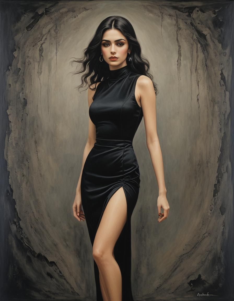 Beautiful Girl in Black Dress
