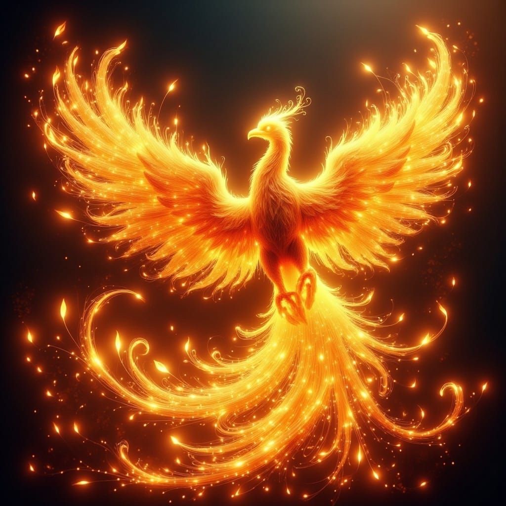 Surreal Phoenix Rises from Fiery Vortex in Cyberpunk Art