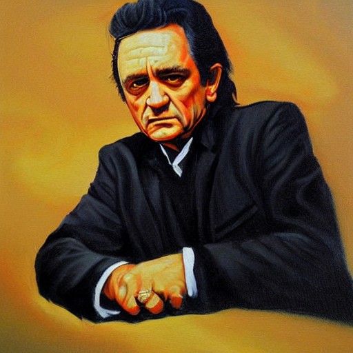 Johnny Cash Portrait in Oil Painting Style