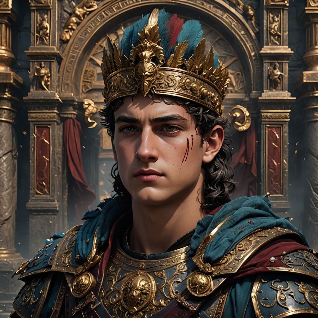 Crazy Young Roman Emperor Portrait: Detailed Matte Painting