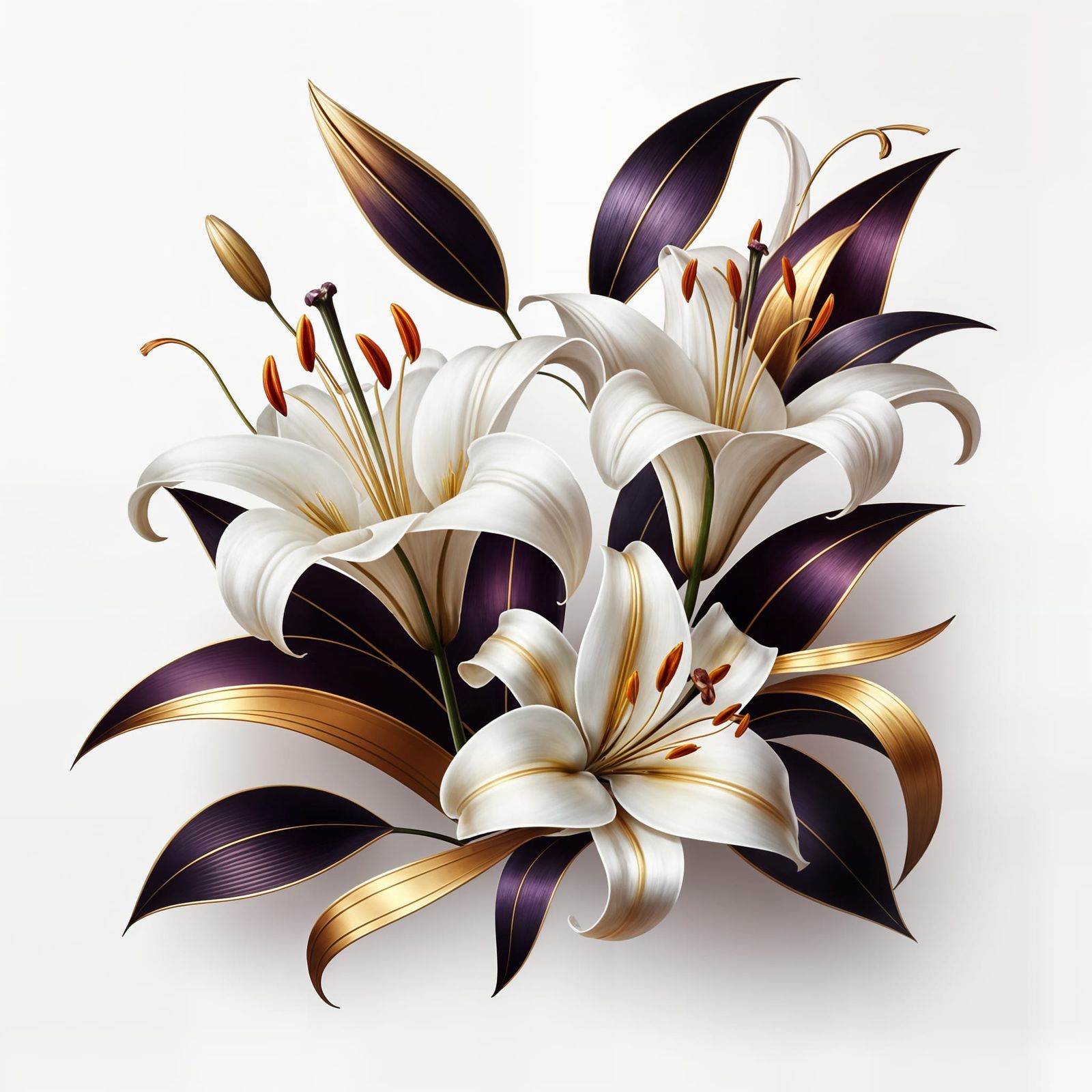 Elegant White Lilies in Vector Illustration Style
