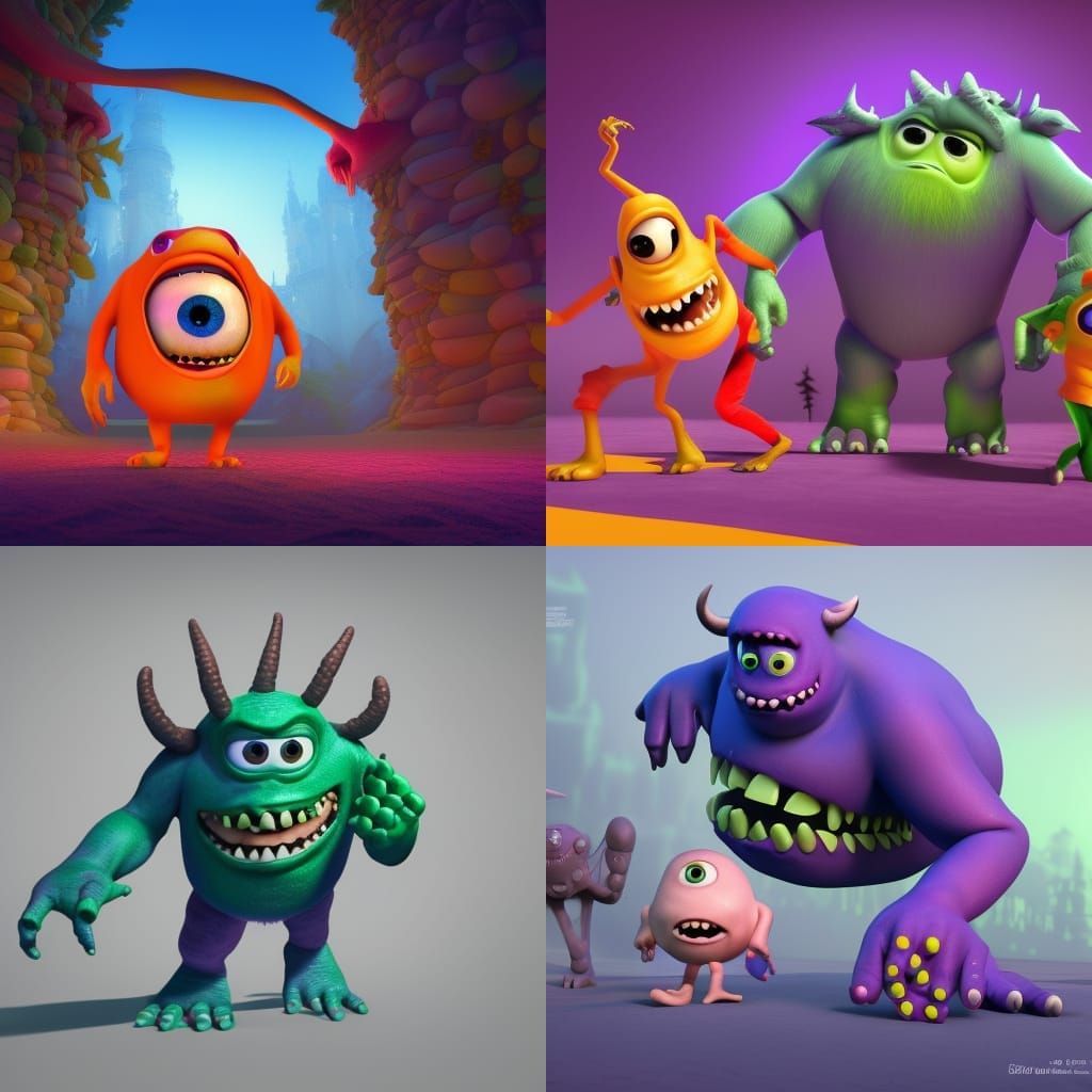 Friendly Monster's Nightmare: Pixar-Style 3D Art