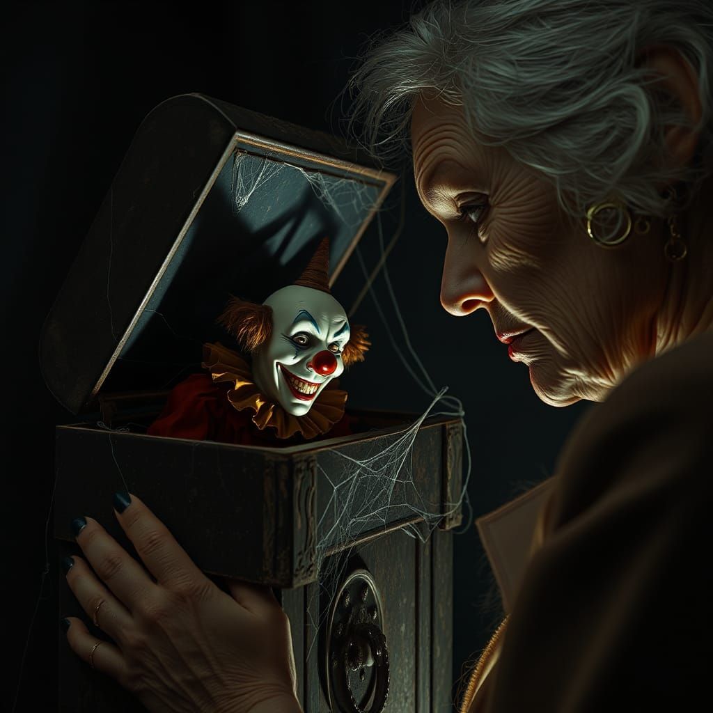 Eerie Clown Emerges: Gothic Horror Portrait