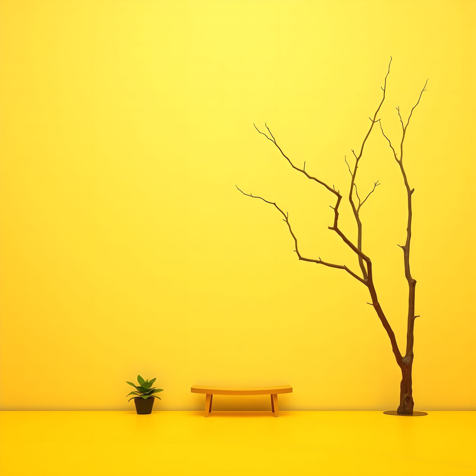 Minimalist Yellow Amorphous Shape with Negative Space