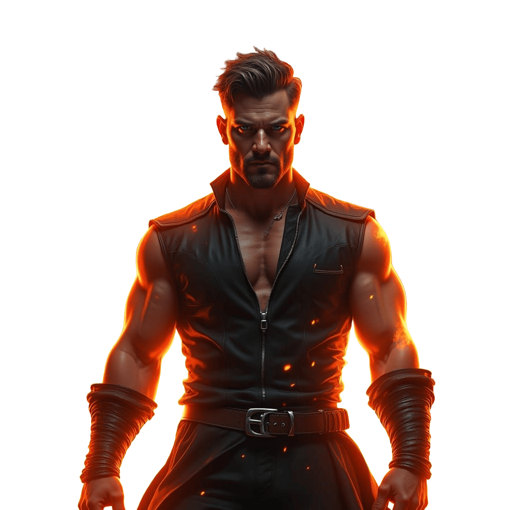 Fiery Wrath Man: Detailed Fantasy Concept Art