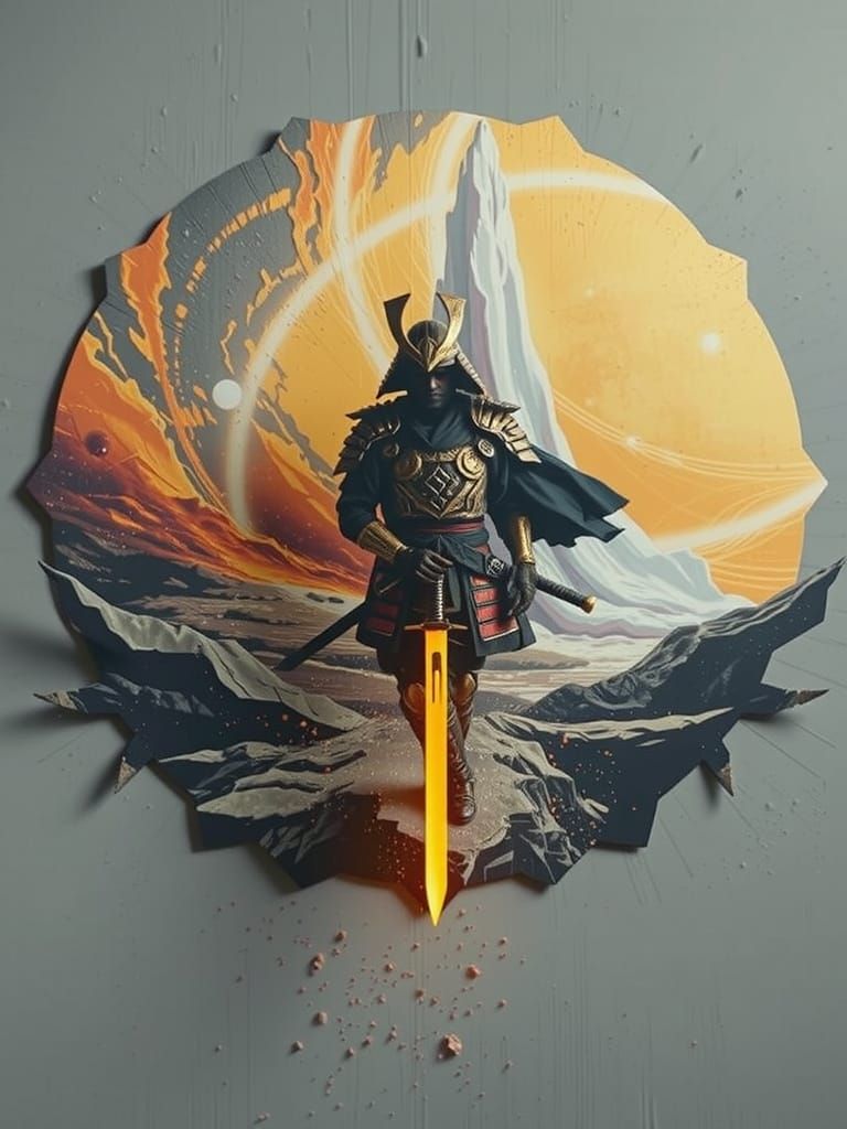 Cyberpunk Samurai on Alien World