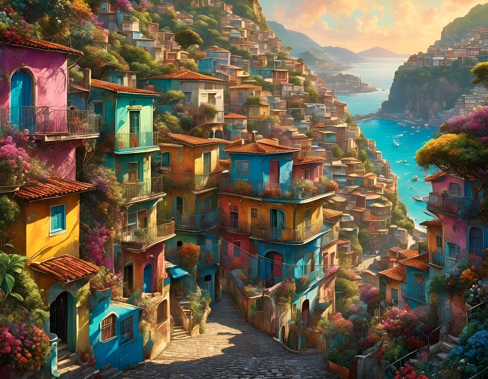 Dreamy Rio Favelas in Retro Style