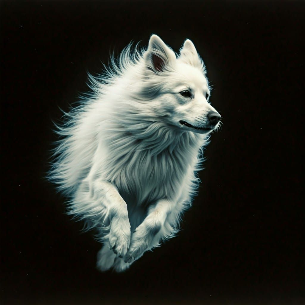 Ethereal Canine Photogram Radiating Ghostly Light