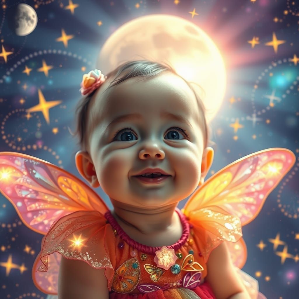 Luminous Universe Fairy Baby: Digital Art
