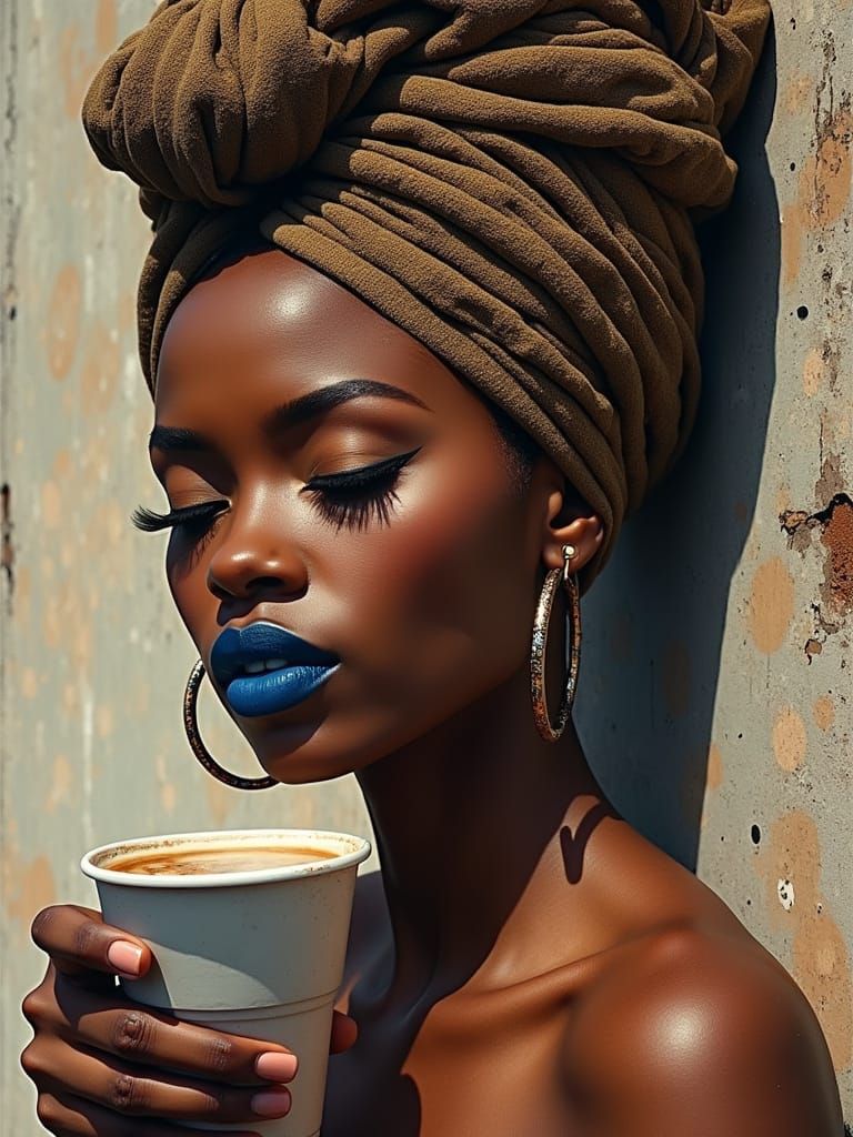 Woman with Headwrap in Contemporary Portrait Style