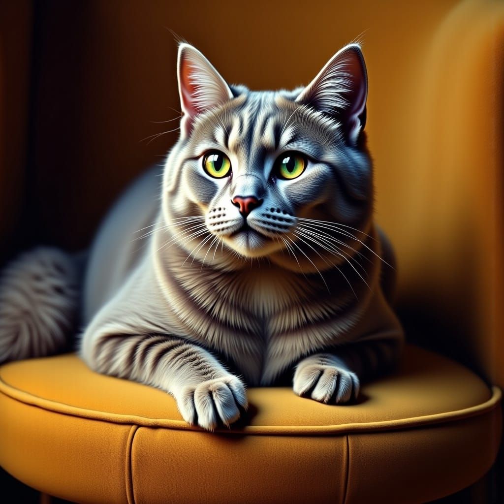 Regal Cat Portrait in 19th Century Style
