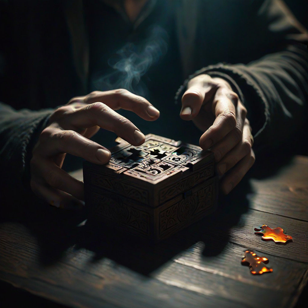 Mysterious Puzzle Box in Ominous Shadows