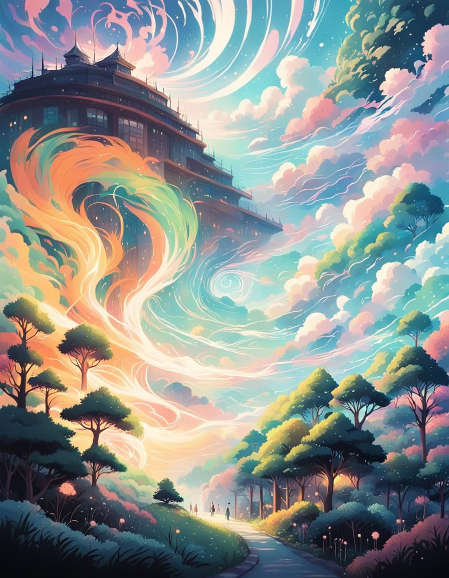 Anime Style Image with Ethereal Glow and Vibrant Colors