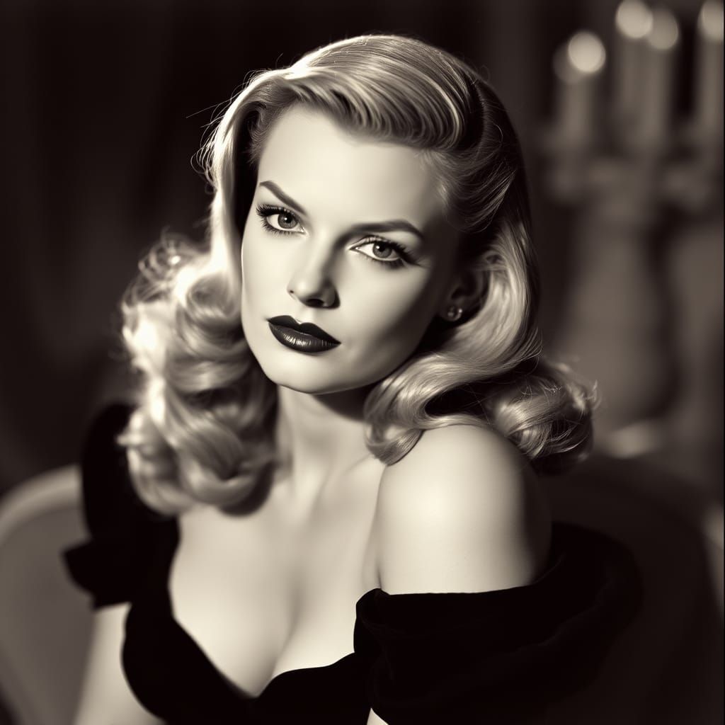 Glamorous Portrait of a 1940s Hollywood Star