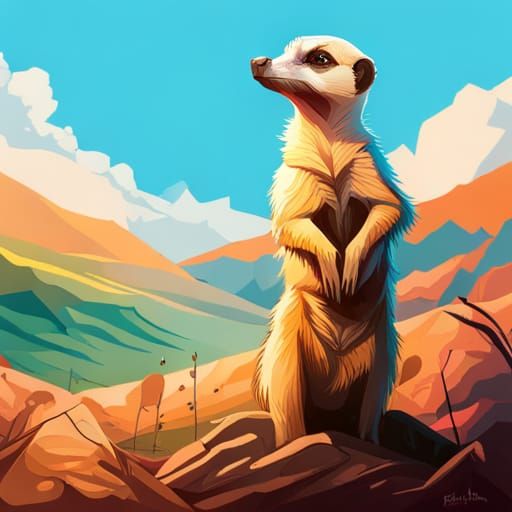 Meerkat in African Landscape, Hyperdetailed Concept Art